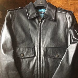 NWT Haight & Ashbury Mens Black Leather Jacket Moto Style